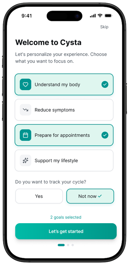 Cysta feature preview